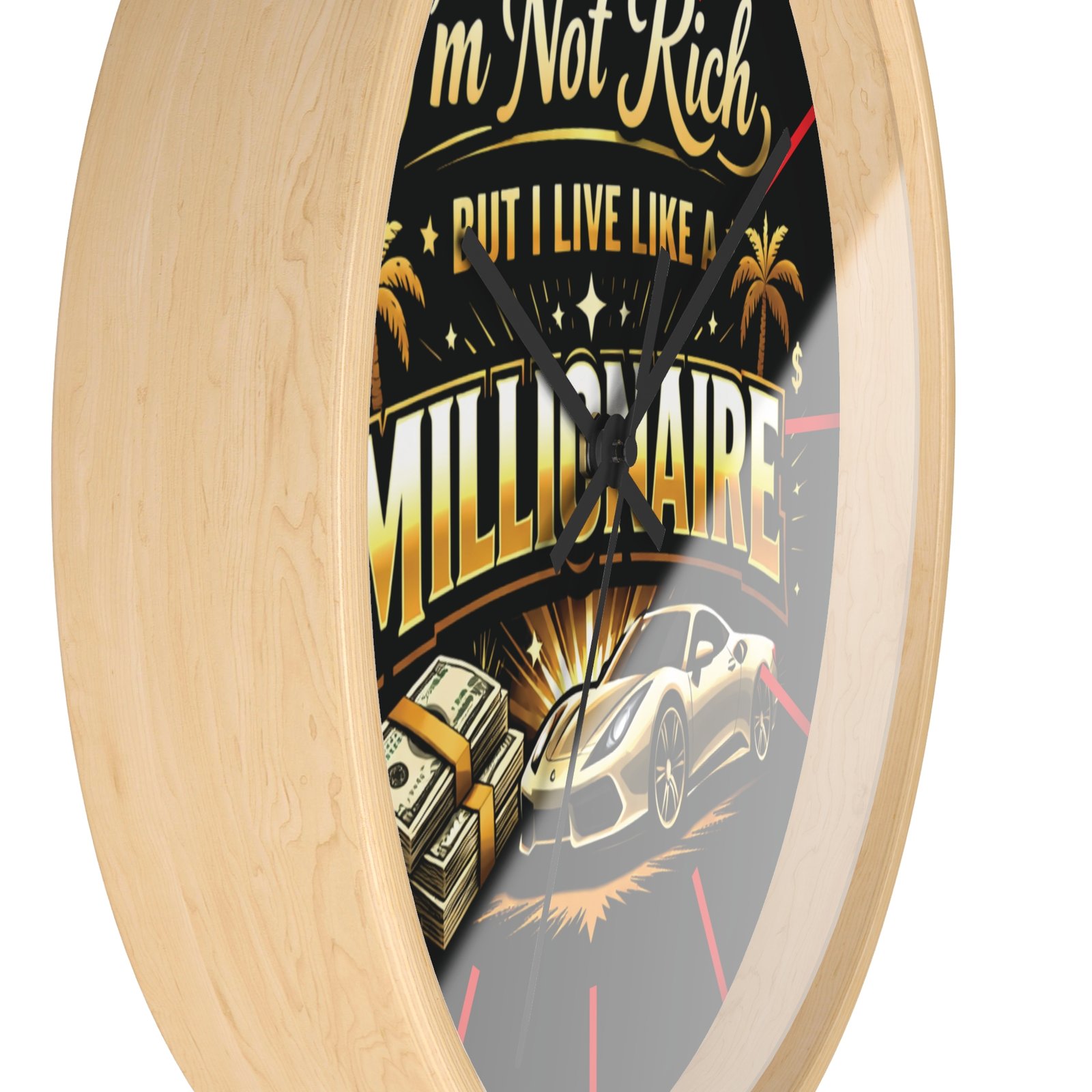 BOD™ I'm Not Rich But I Live Like Millionaire Wall Clock — Luxury Car & Cash Retro Decor - Image 2