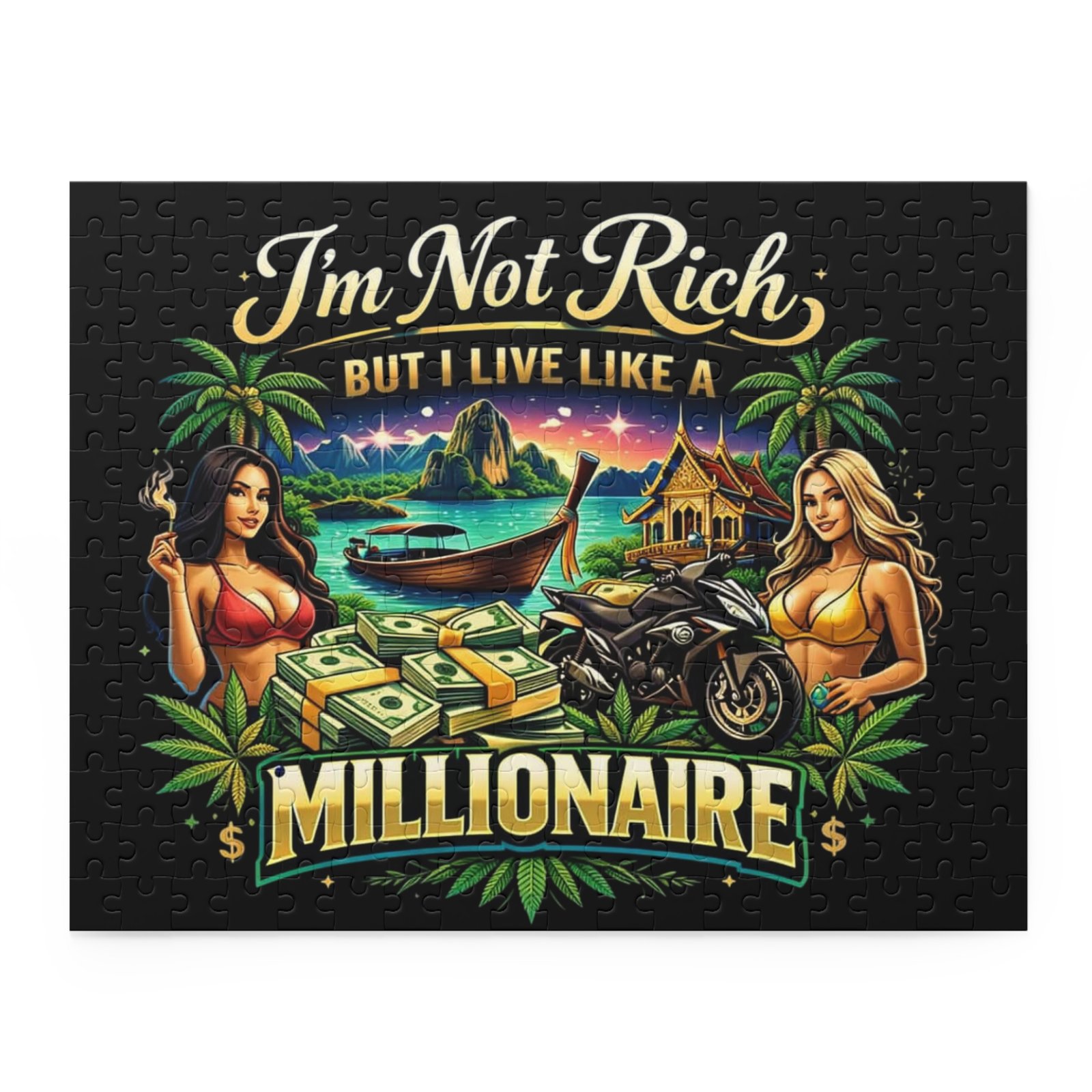 BOD™ Millionaire Vibes Puzzle – "I'm Not Rich But I Live Like a Millionaire" (120/252/500pc)