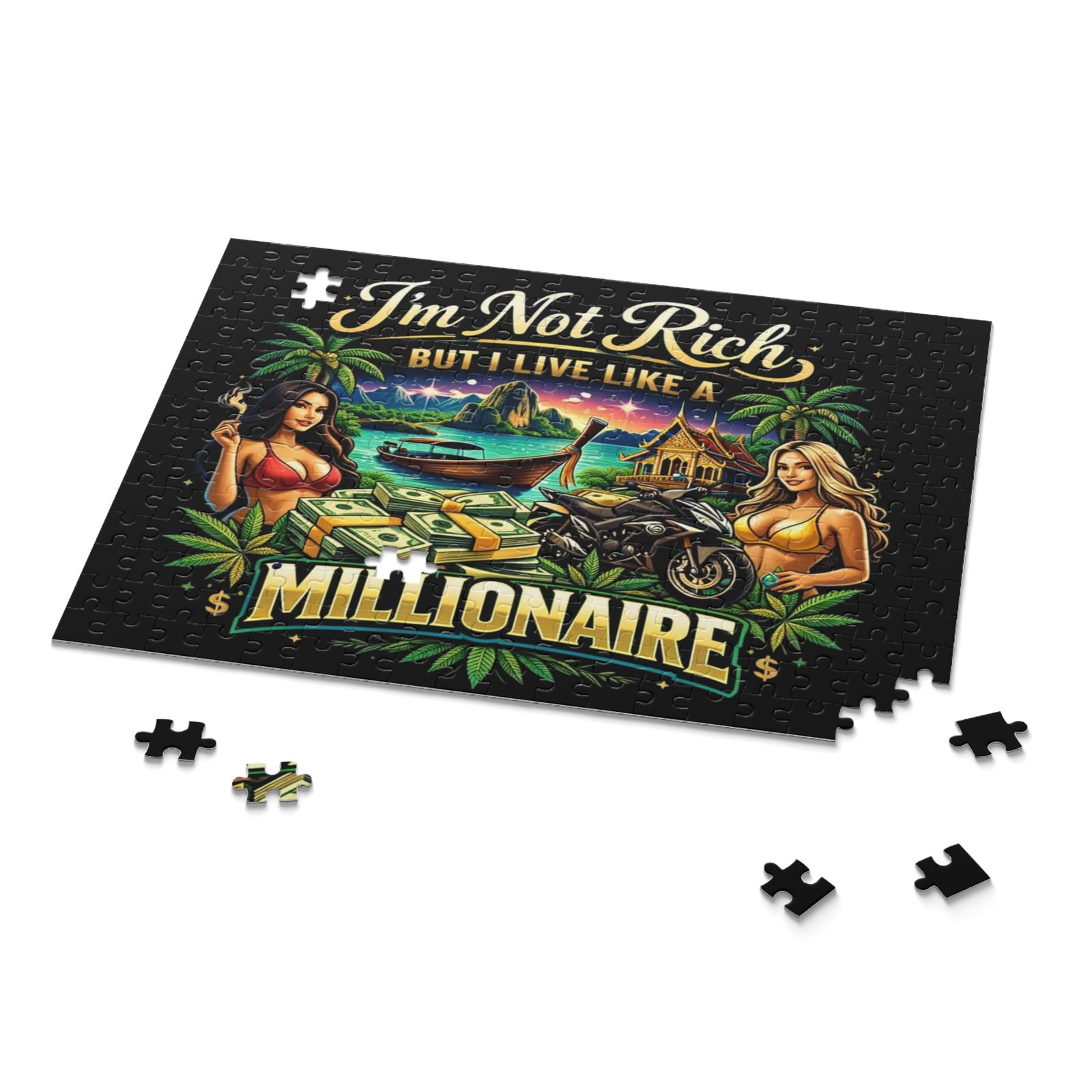 BOD™ Millionaire Vibes Puzzle – "I'm Not Rich But I Live Like a Millionaire" (120/252/500pc) - Image 4