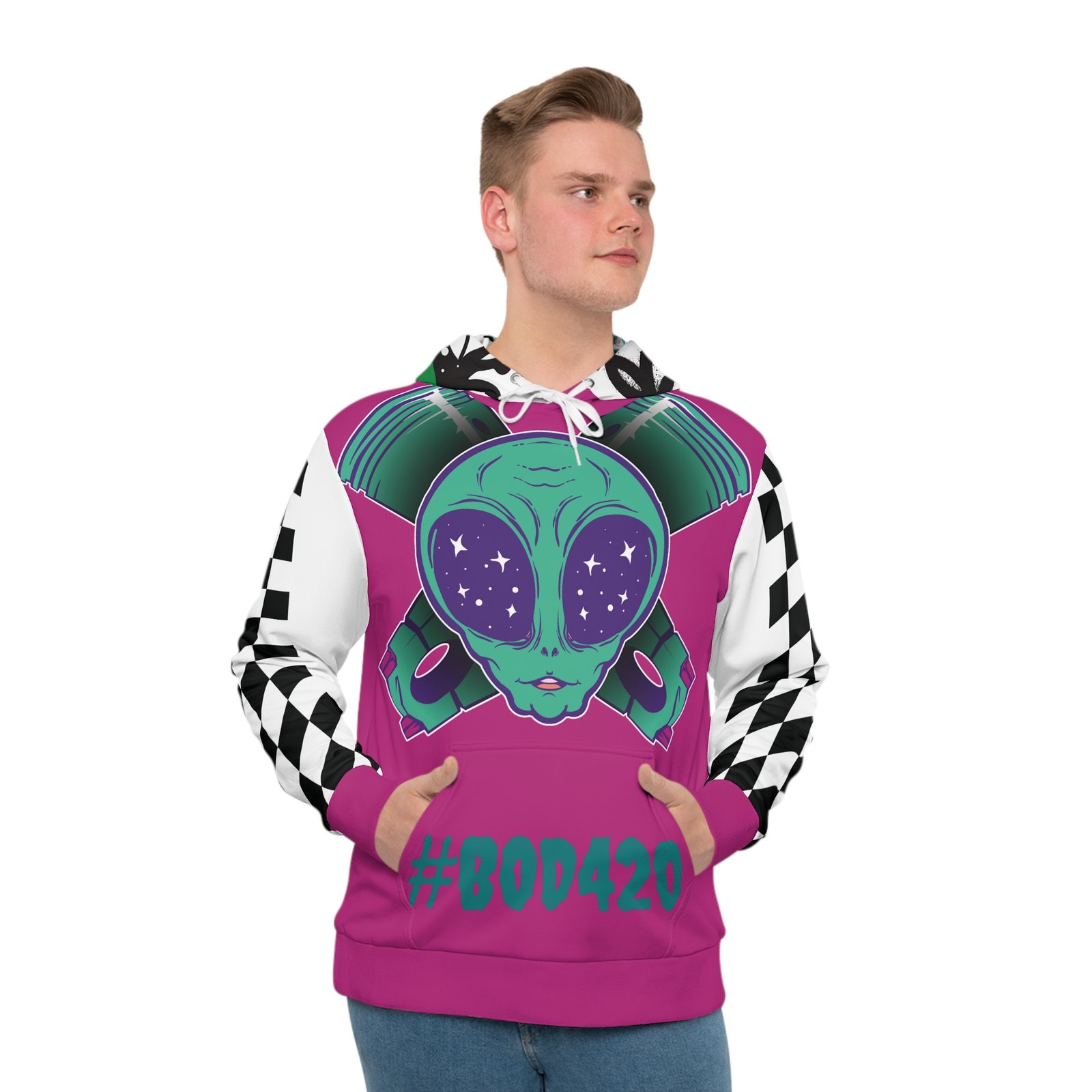 BODâ„¢ Vibrant Alien Graphic Hoodie - #420 Casual Vibes - Image 3