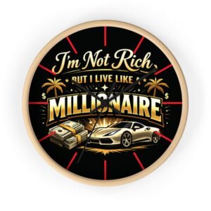 BOD™ I'm Not Rich But I Live Like Millionaire Wall Clock — Luxury Car & Cash Retro Decor