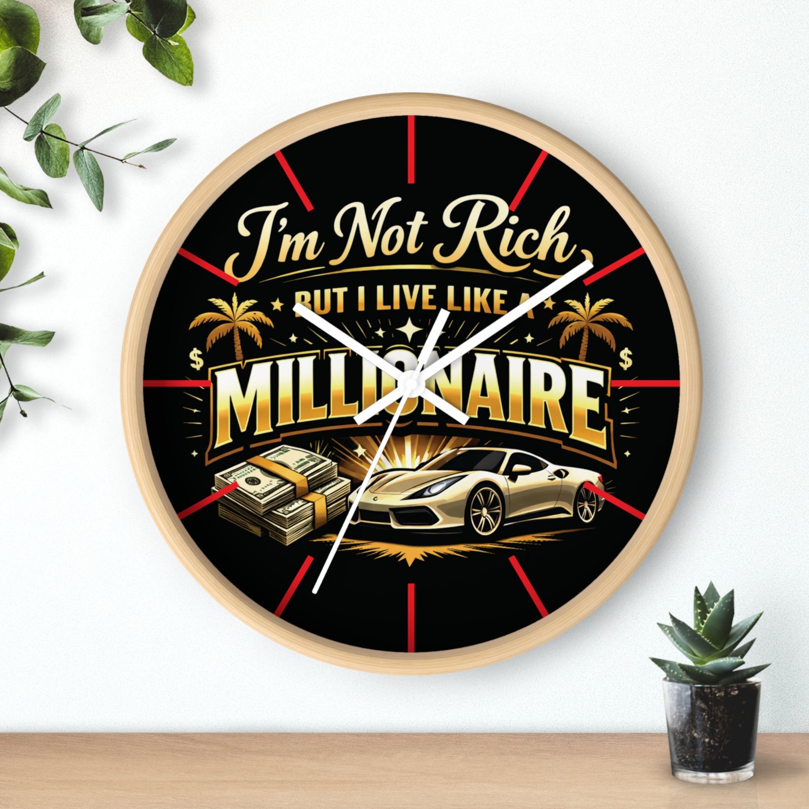 BOD™ I'm Not Rich But I Live Like Millionaire Wall Clock — Luxury Car & Cash Retro Decor - Image 6