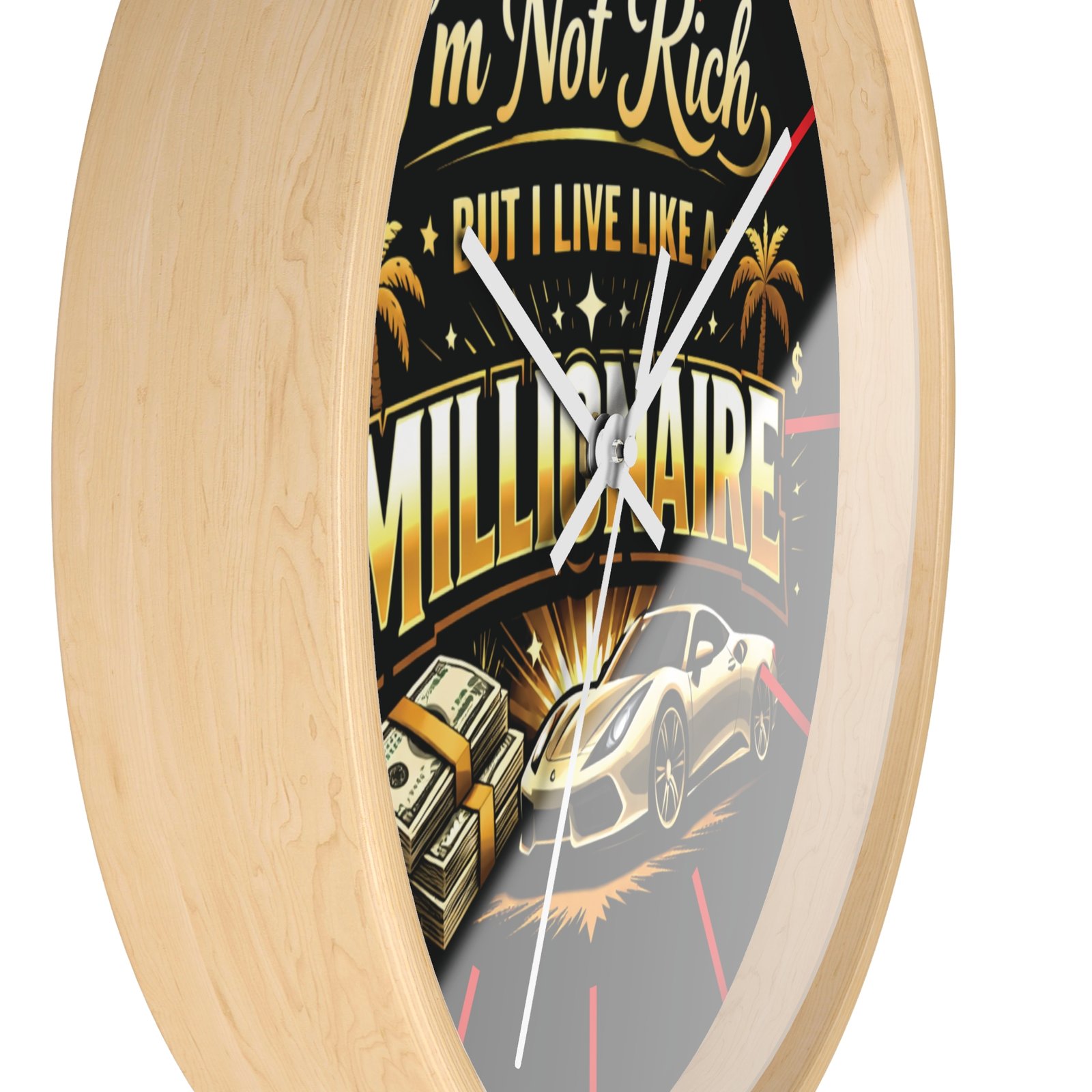 BOD™ I'm Not Rich But I Live Like Millionaire Wall Clock — Luxury Car & Cash Retro Decor - Image 5